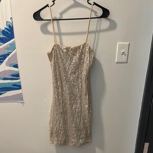 Sequin Gold Mini Dress